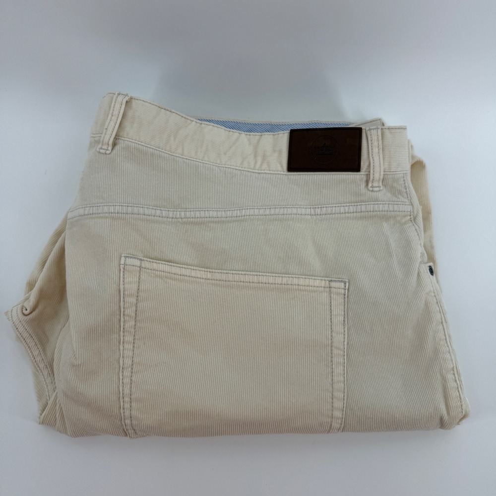 Peter Millar Mens 46 Corduroy Pants Cream Beige Five Pocket Fine Wale Casual